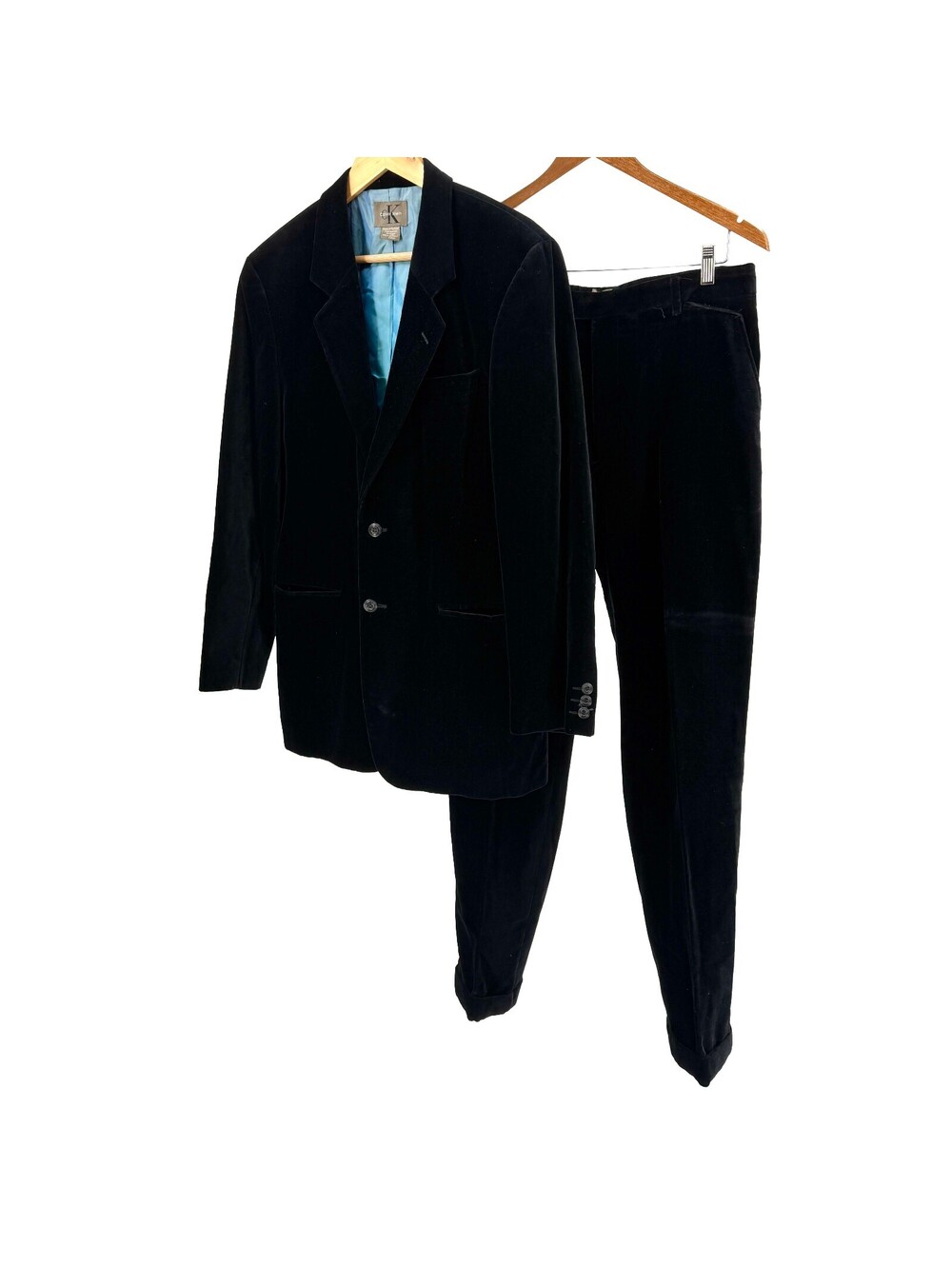 Vintage 90s Calvin Klein Black Velvet Tuxedo Suit